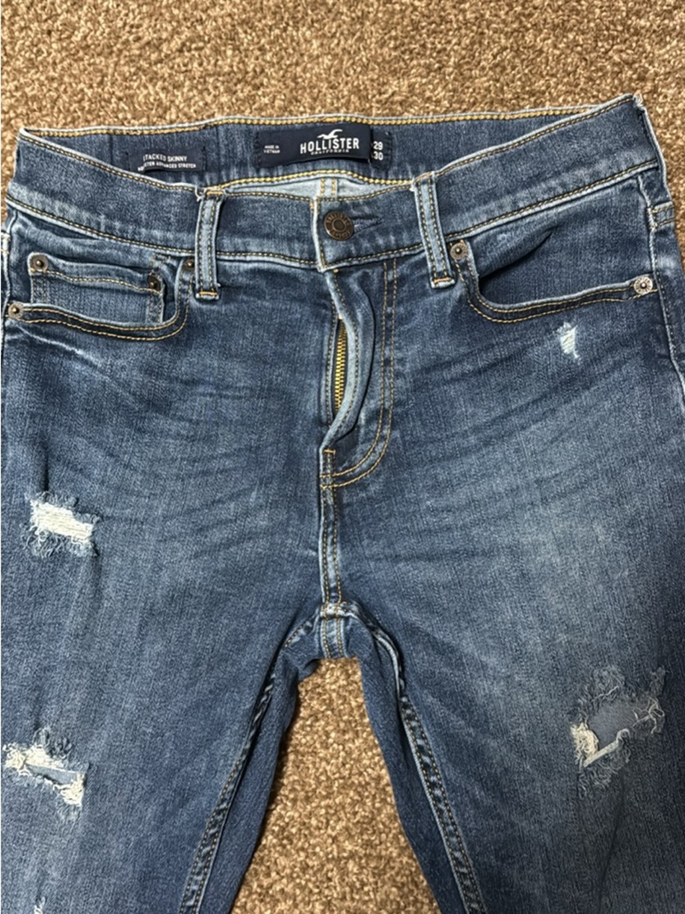 Hollister Women's Medium Blue Distressed Skinny Jeans